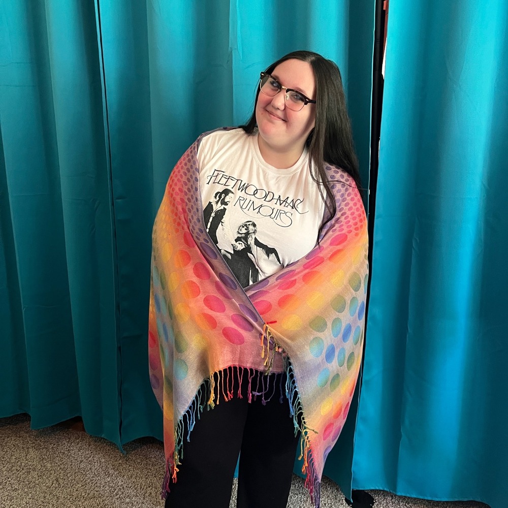 Simply Style Rainbow Geometric Shawl Scarf 69" x 28" Fringe Wrap NEW - Picture 4 of 5